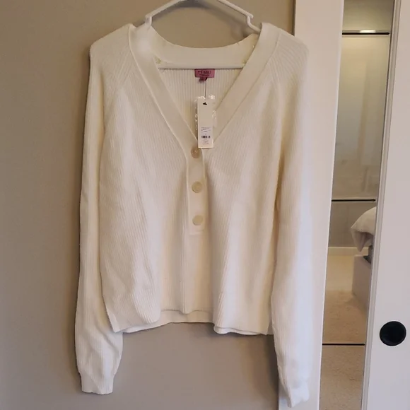 Women's White Cardigan Sweater - Picture 1 of 2
